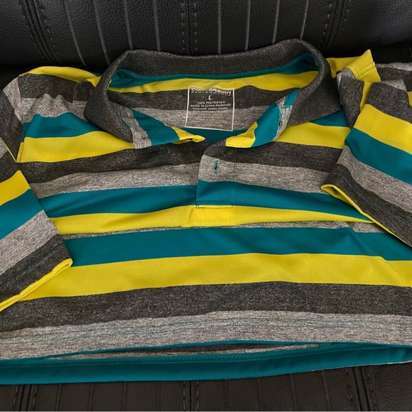 Men’s Multi Color Short Sleeve Polo Shirt Size L, 100% Polyester Material - Picture 3 of 6